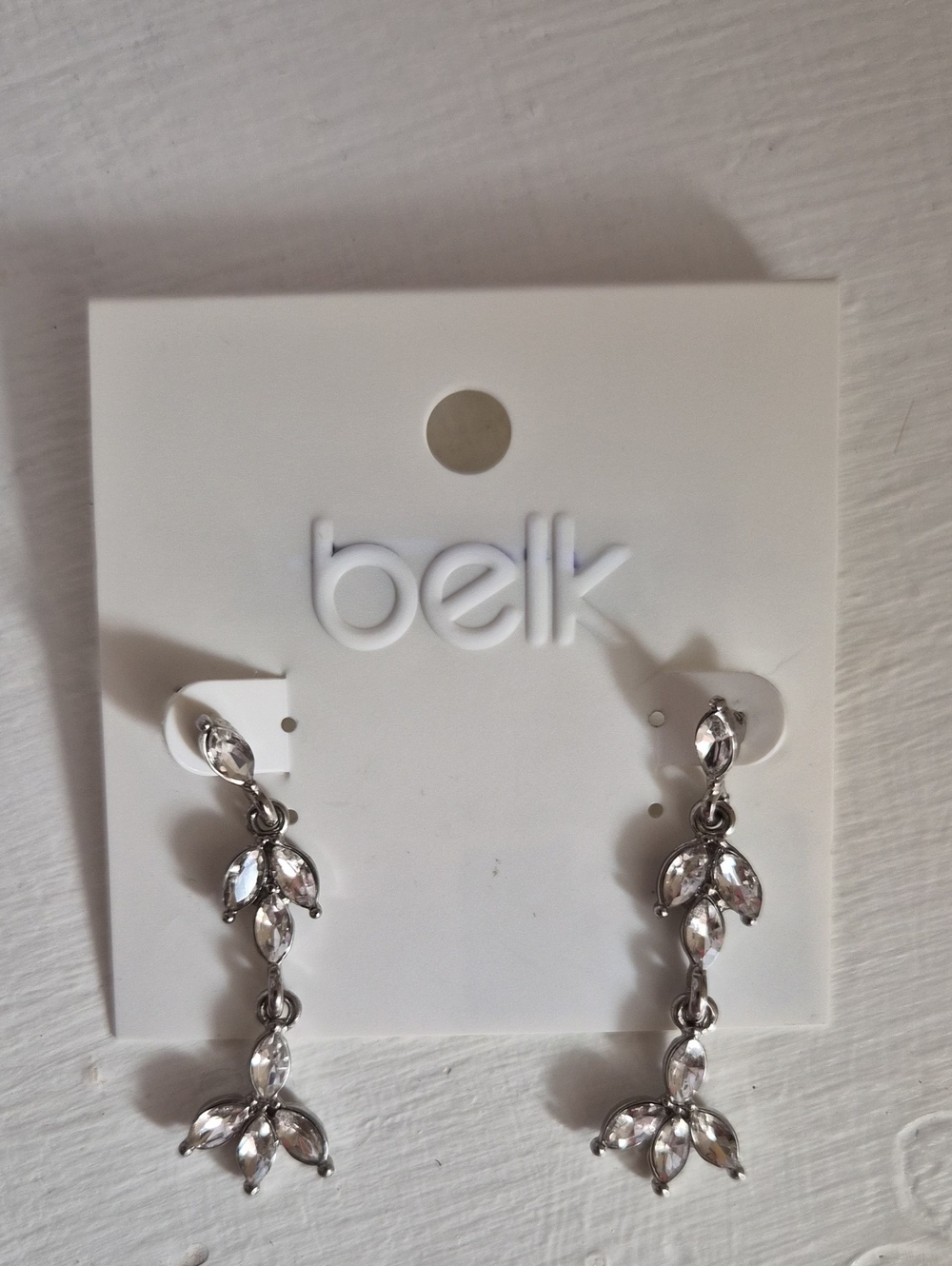 belk Silver Clear Crystal Linear Drop Earrings